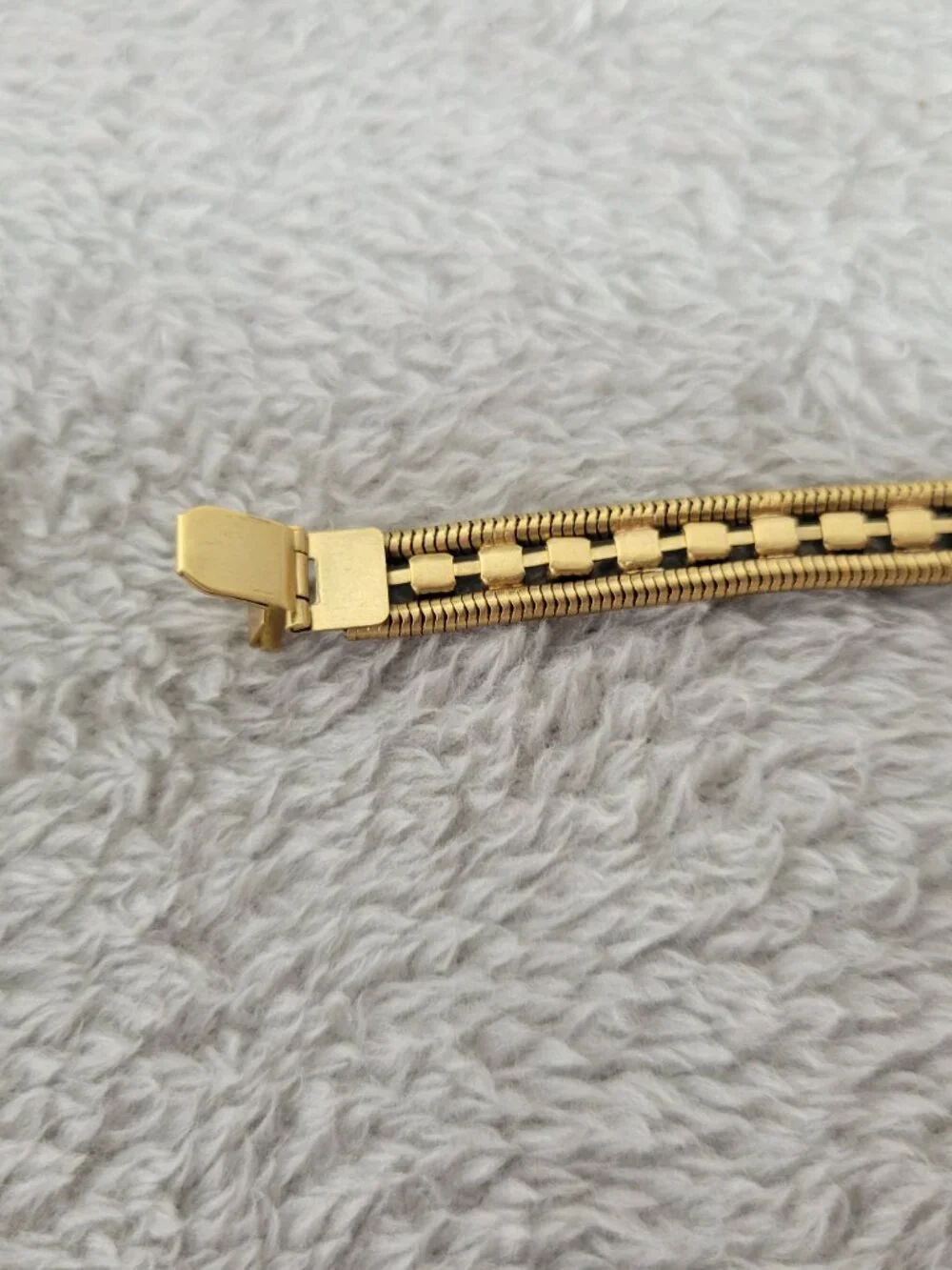 Loren Hope Gold Tone Double Cobra Chain Bracelet Black Crystal Art Deco B17E
